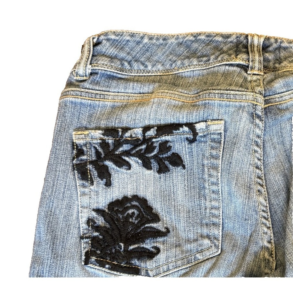 White House Black Market Jeans Womens 2S Embroidered Flare Distressed Pockets De